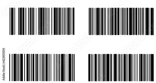 Vertical lines pattern, black and white, set of barcode symbol.