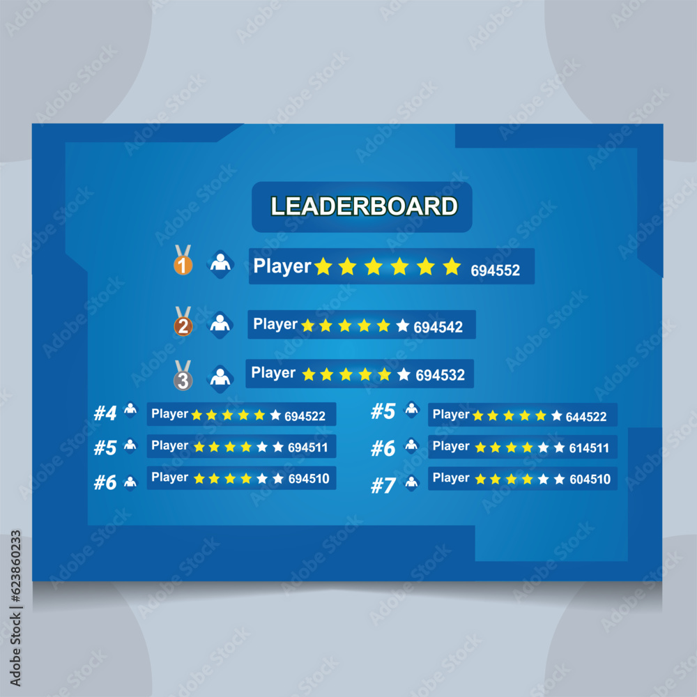 creative leaderboard design, game leaderboard vector. abstract colorful game leaderboard 