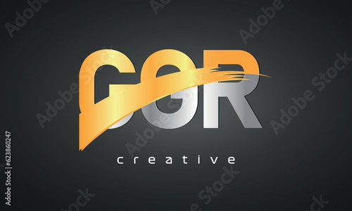 CGR Letters Logo Design with Creative Intersected and Cutted golden color photo