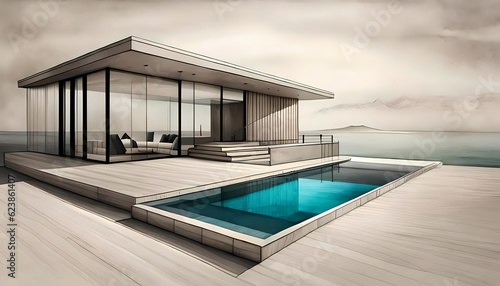 Modern bungalow with pool on the sea coast © Roman Sigaev