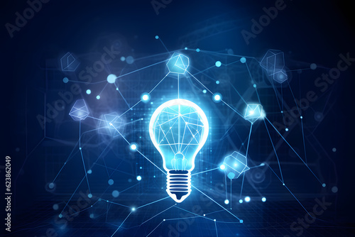 Technology and idea concept with lightbulb