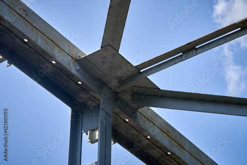 fragment of the iron structure of the bridge