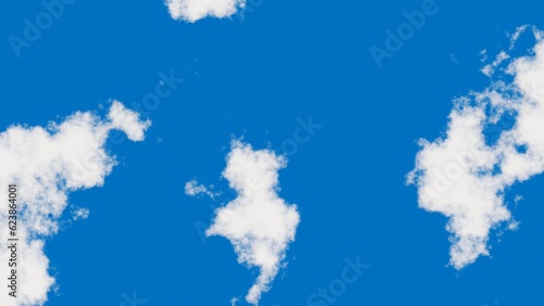 Realistic blue sky with white clouds scene in 3d rendering for background concept