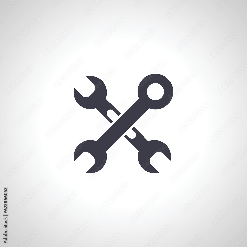Wrench isolated icon. service wrench icon. Wrench cross icon Wrench isolated icon. service wrench icon. Wrench cross icon