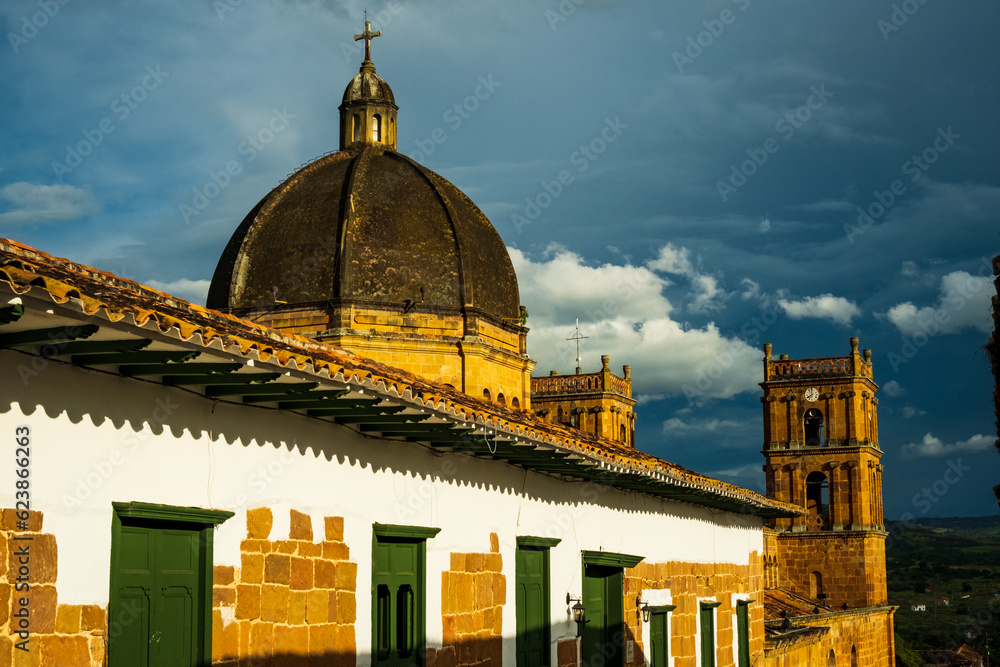 Fototapeta premium Barichara little colonial town in Santander department of Colombia on the edge of Colombian mountains