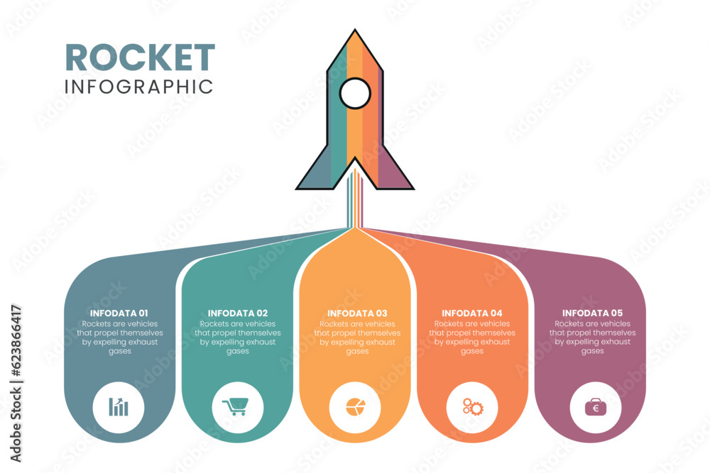 Infographic template of rocket or spaceship launches. Start Up Concept ...