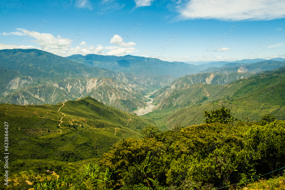 Chicamocha National Park aerial view of the canyon in andes Colombia mountains landscape