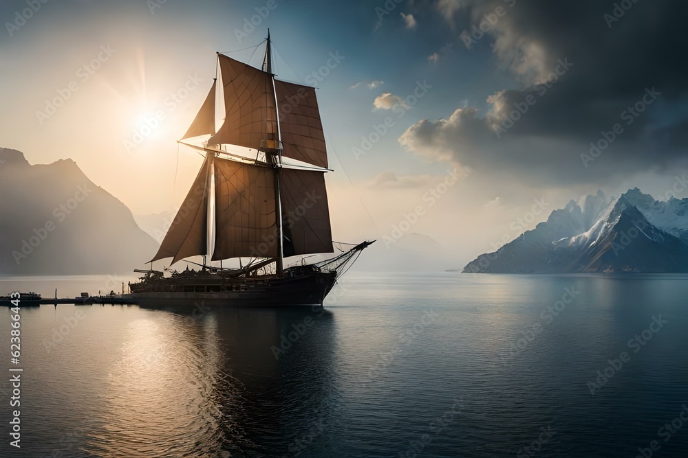 sailing ship in the sunset 
Generator by using AI Technology
