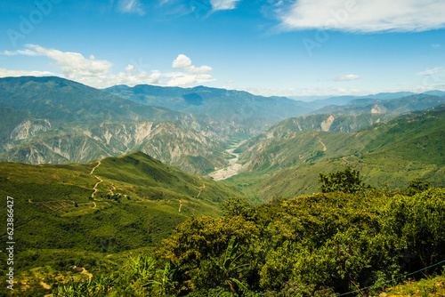 Chicamocha National Park aerial view of the canyon in andes Colombia mountains landscape © Michele
