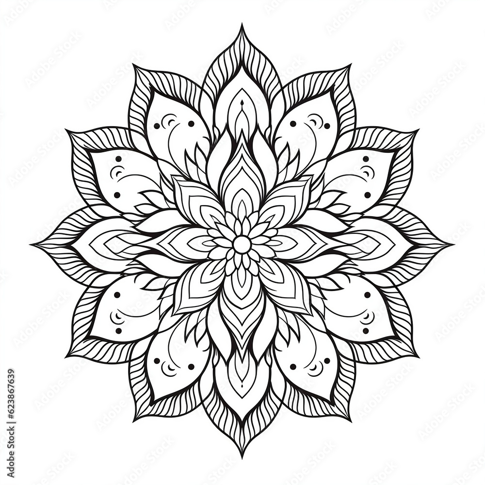 Flower Coloring Book, Created with generative AI Flower Coloring Book, Created with generative AI