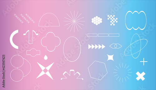 Geometric design elements with simple shapes, frames, abstract geometric shapes. 