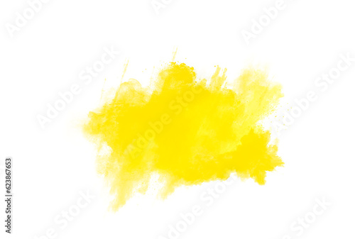 Abstract yellow brush drop background. Splash on paper. This is a hand drawn water color.