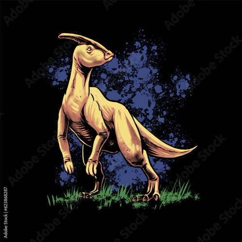 the parasaurolophus dinosaur illustration vector