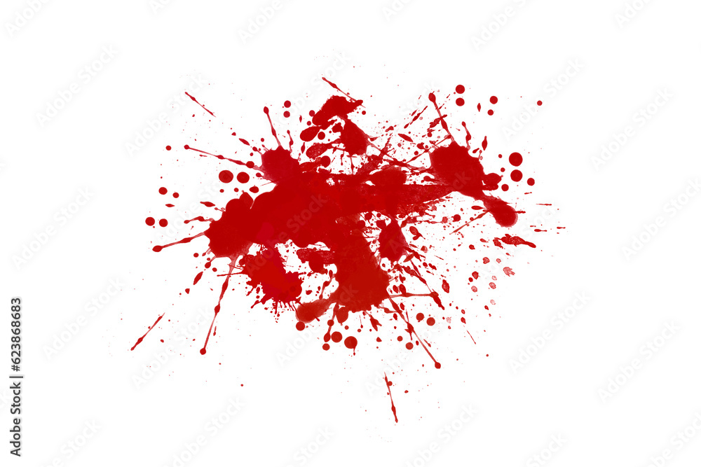 Blood spatter brush effect on white background with red paint. Blood spatter brush effect on white background with red paint.