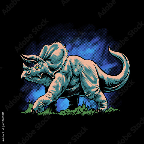 the triceratops dinosaur illustration vector