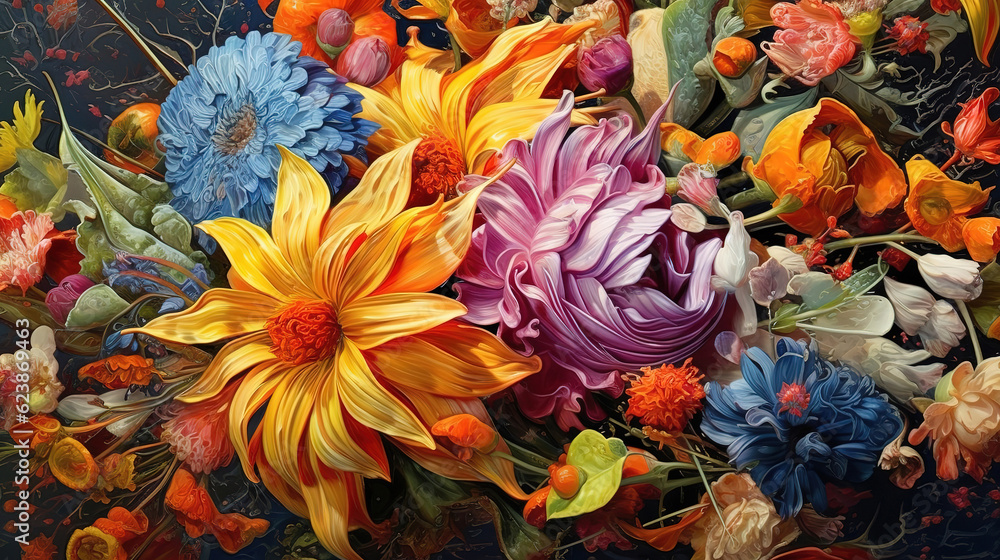 Wiese mit bunten frischen Blumen. Generative Ai Wiese mit bunten frischen Blumen. Generative Ai