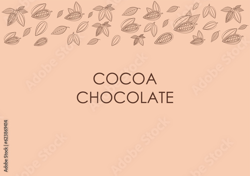 Cocoa template. Cocoa frame. Cocoa Seamless Pattern Background. Vector Illustration.