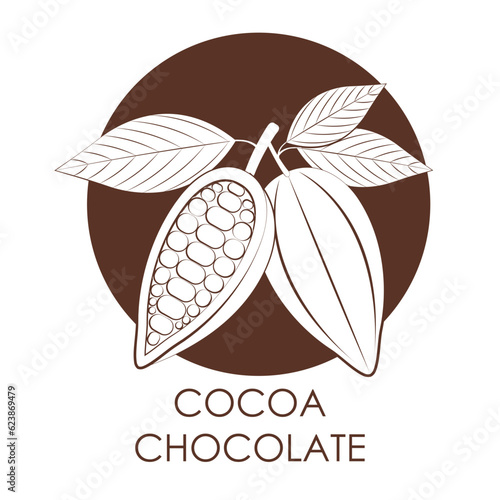Cocoa bean Logo. Cocoa Icon. Chocolate Cocoa Symbol. Vector Illustration Isolated on White Background.