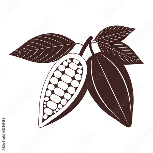 Cocoa bean Logo. Cocoa Icon. Chocolate Cocoa Symbol. Vector Illustration Isolated on White Background.