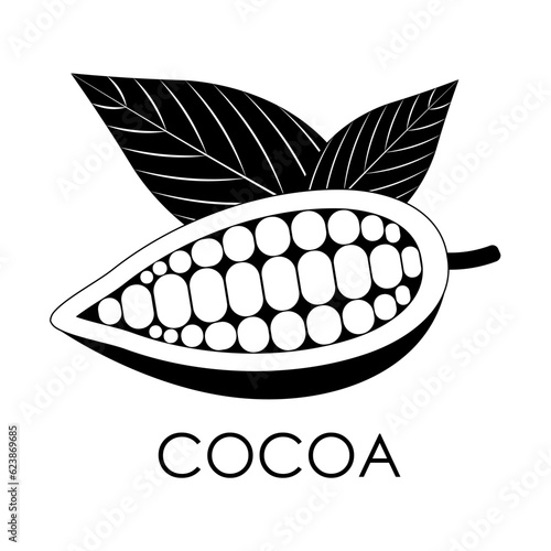 Cocoa bean Logo. Cocoa Icon. Chocolate Cocoa Symbol. Vector Illustration Isolated on White Background.