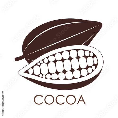 Cocoa bean Logo. Cocoa Icon. Chocolate Cocoa Symbol. Vector Illustration Isolated on White Background.