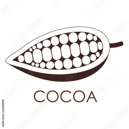 Cocoa bean Logo. Cocoa Icon. Chocolate Cocoa Symbol. Vector Illustration Isolated on White Background.