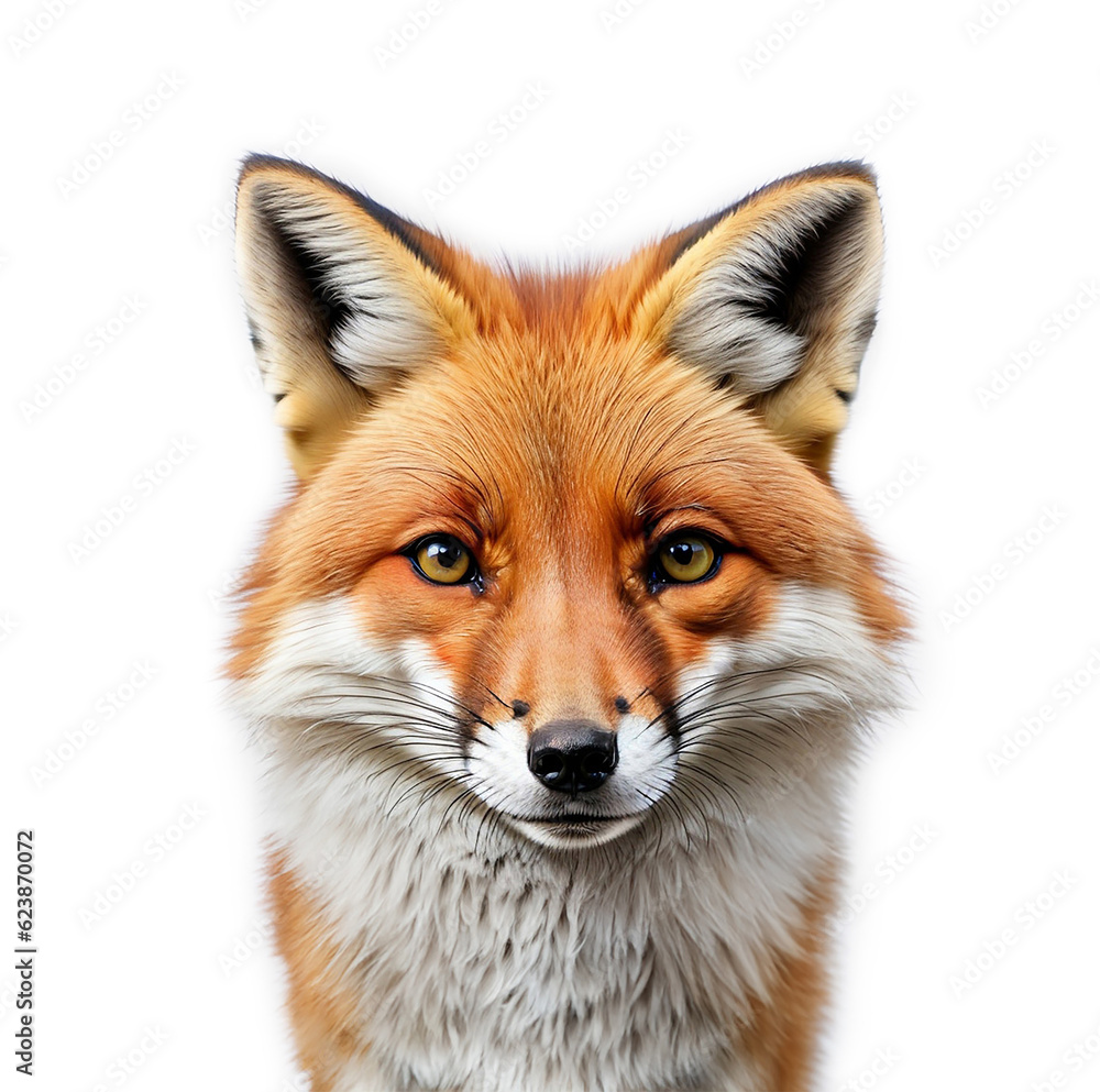 Fox face shot , isolated on white background cutout Fox face shot , isolated on white background cutout
