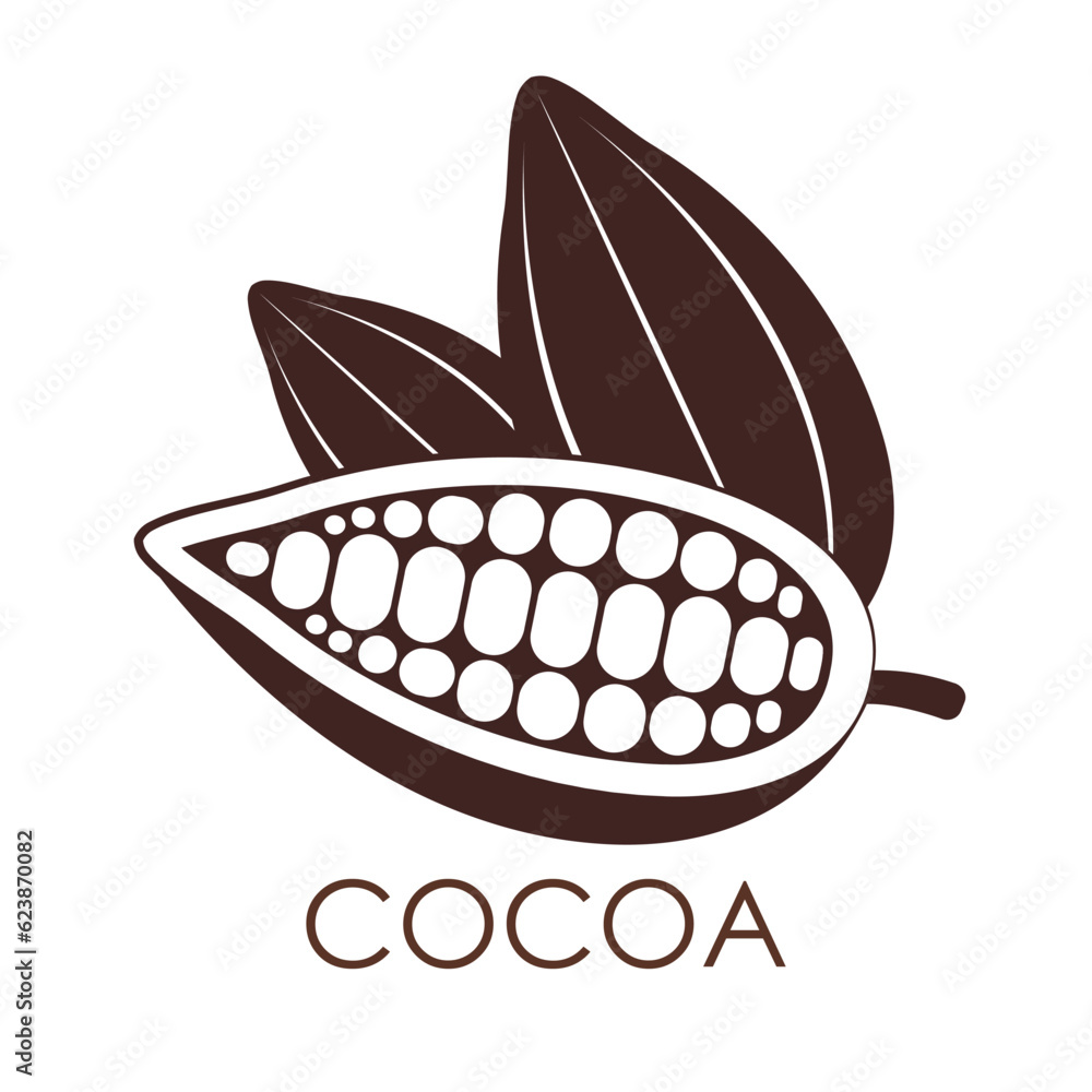 Cocoa bean Logo. Cocoa Icon. Chocolate Cocoa Symbol. Vector Illustration Isolated on White Background. Cocoa bean Logo. Cocoa Icon. Chocolate Cocoa Symbol. Vector Illustration Isolated on White Background.