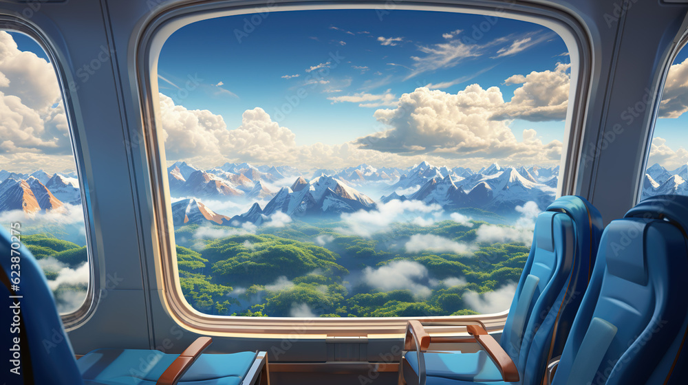 view from airplane window, Fuji mountain