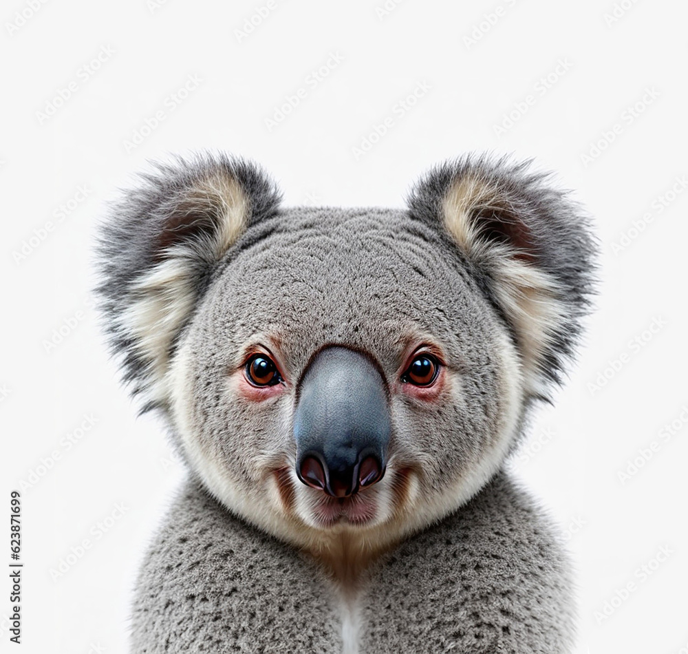 Obraz premium Koala face shot , isolated on white background cutout , generative ai