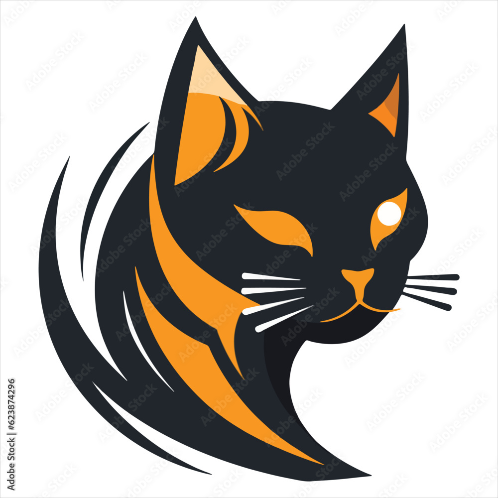 Vector illustration logo of cat. Vector of a cat face design on white background