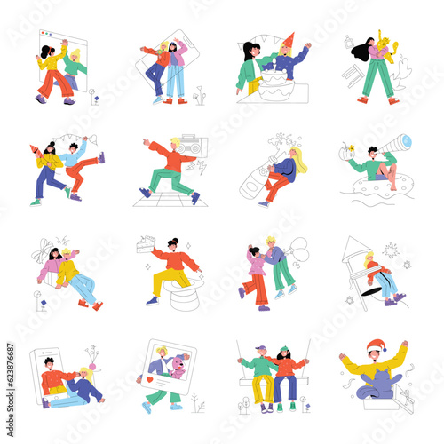 Pack of Friends Fun Drawing Illustrations 

