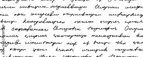 Handwritten illegible text vector seamless pattern. Hand written text in cursive pen. Abstract lettering background, unreadable letter, monochrome script. Illegible poetry seamless pattern.