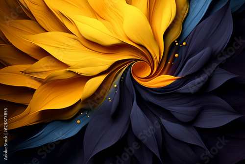 Charcoal and Yellow Fractal Background Art © Jake