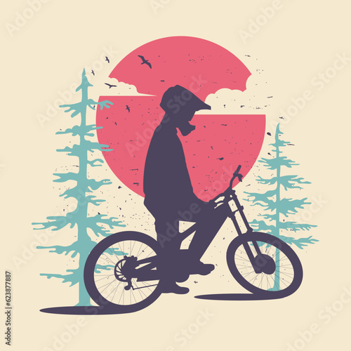 mountain bike silhouette illustration suitable for shirt design