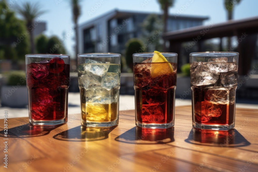 Four colorful cocktails. AI generated Four colorful cocktails. AI generated