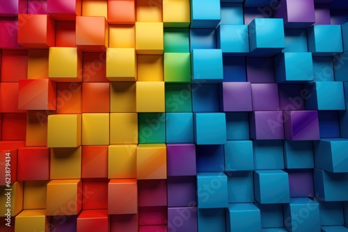Rainbow abstract background wallpapers, in the style of carved wood blocks. AI generated