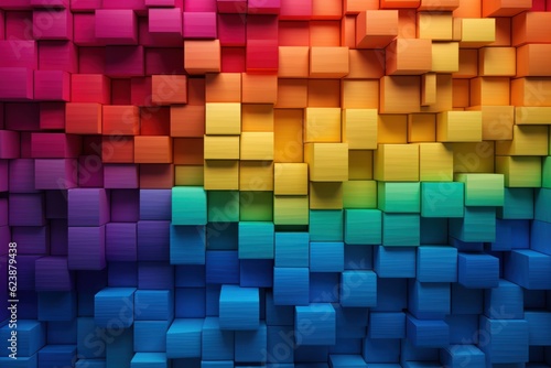 Rainbow abstract background wallpapers, in the style of carved wood blocks. AI generated