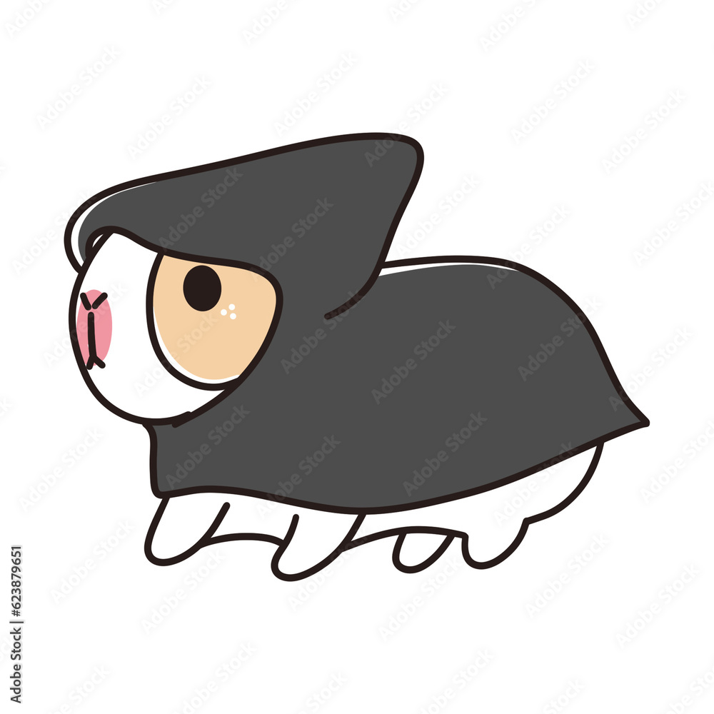 Halloween Guinea Pig Illustration - happy halloween kawaii flat style character guinea pig in black witch ghost halloween coat costume Halloween Guinea Pig Illustration - happy halloween kawaii flat style character guinea pig in black witch ghost halloween coat costume