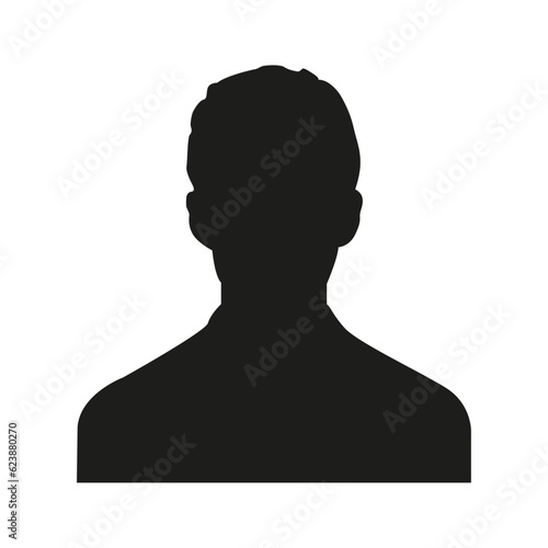 Vector flat illustration in black color. Avatar, user profile, person icon, profile picture. Suitable for social media profiles, icons, screensavers and as a template.