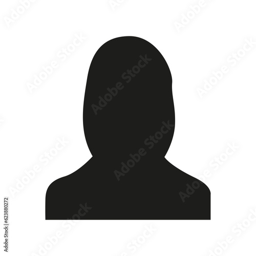 Vector flat illustration in black color. Avatar, user profile, person icon, profile picture. Suitable for social media profiles, icons, screensavers and as a template.