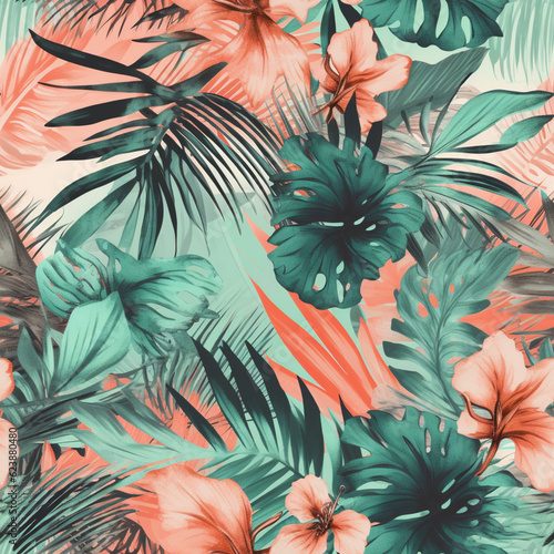 Seamless Tropical Pattern  2  Made with Generative AI