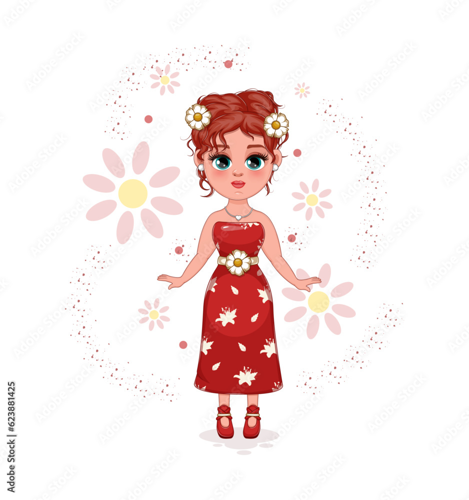 Stylish and Beautiful: Vector Illustration of a Girl in a Stunning Dress Stylish and Beautiful: Vector Illustration of a Girl in a Stunning Dress