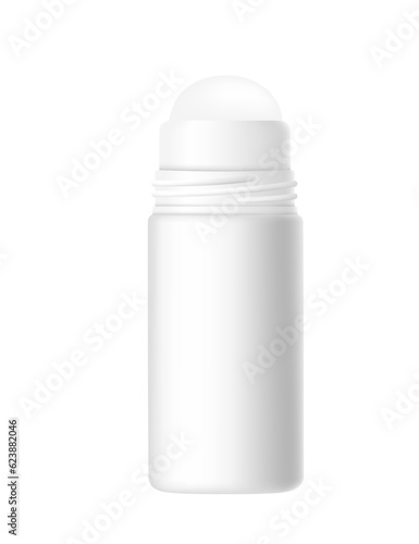Blank template of roll on antiperspirant deodorant plastic package of cosmetic mock up vector illustration isolated on white background