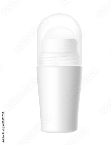 Blank template of roll on antiperspirant deodorant plastic package of cosmetic mock up vector illustration isolated on white background