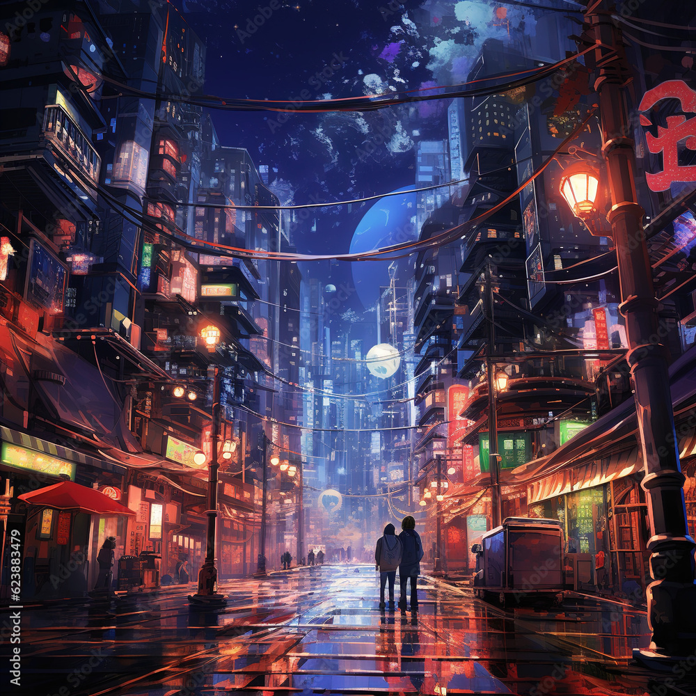 city at night, cyberpunk style