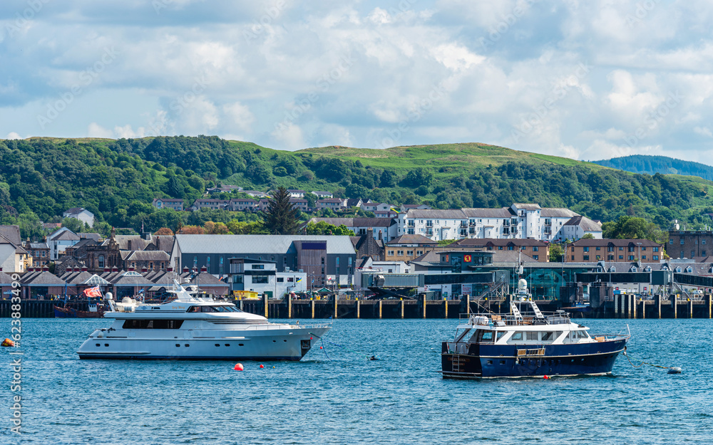 Boats on Oban Bay, Oban, Argyll and Bute, Scotland, UK Boats on Oban Bay, Oban, Argyll and Bute, Scotland, UK