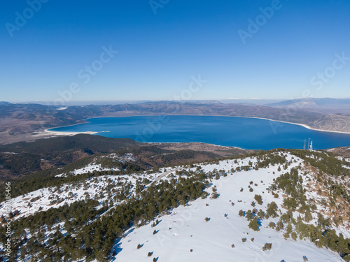 Salda Lake from the snowy mountain view