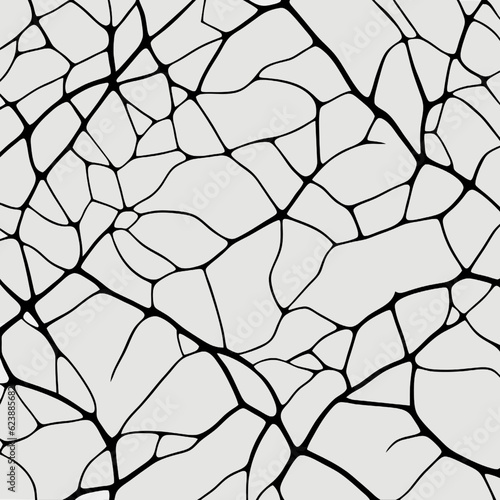 Seamless pattern of black cracks on white background. Vector illustration.