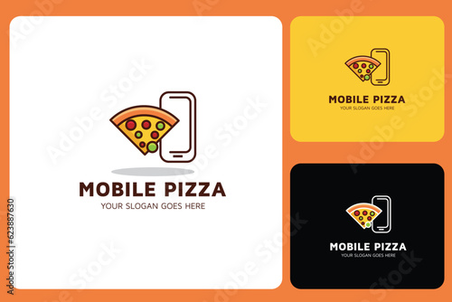 Mobile Pizza Logo Design Template 